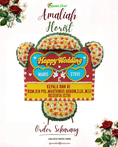 Karangan Papan Bunga Pernikahan di Wanareja